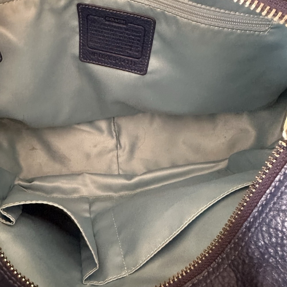 Coach Madison Tribeca East West Blue Tote Pebbled Leather Shoulder Bag Charm - Picture 4 of 16